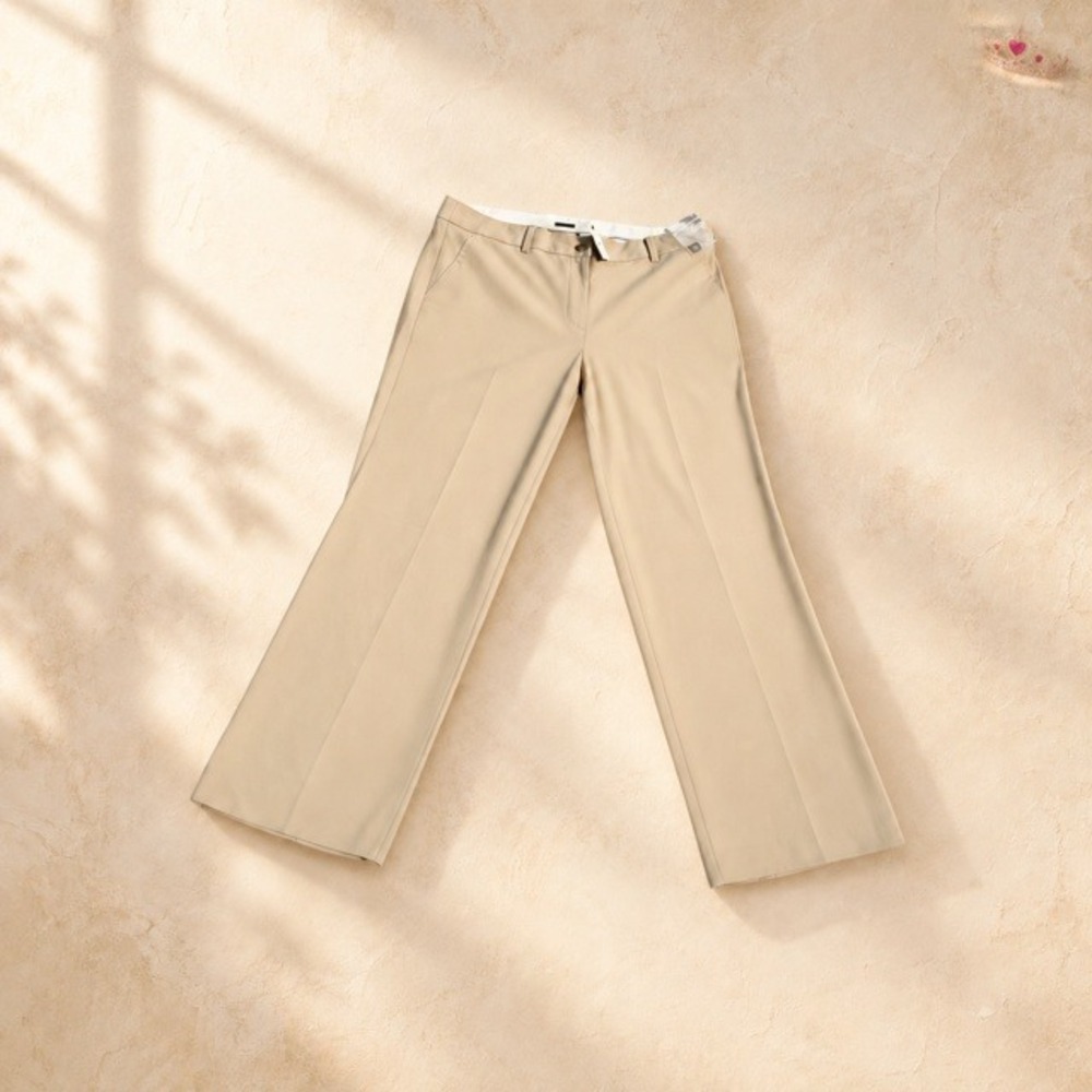 Talbots Windsor Pants Womens 14 Tan Wide Leg Stretch Dress Trousers New